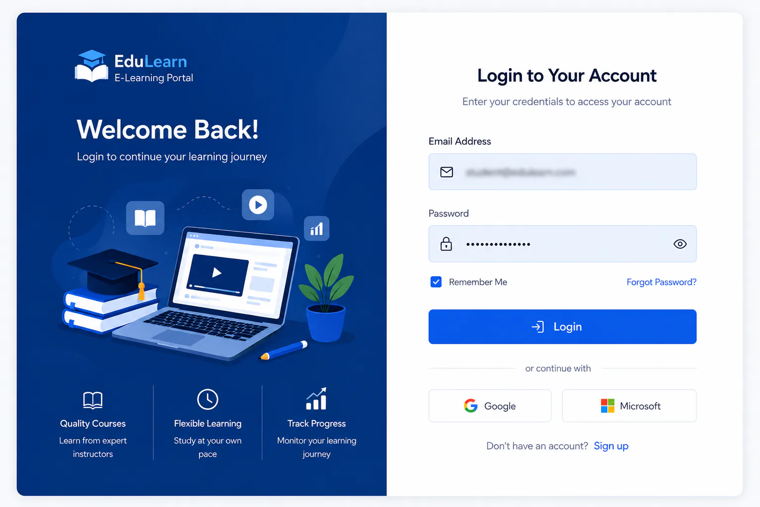 E-Learning Portal secure sign-in login