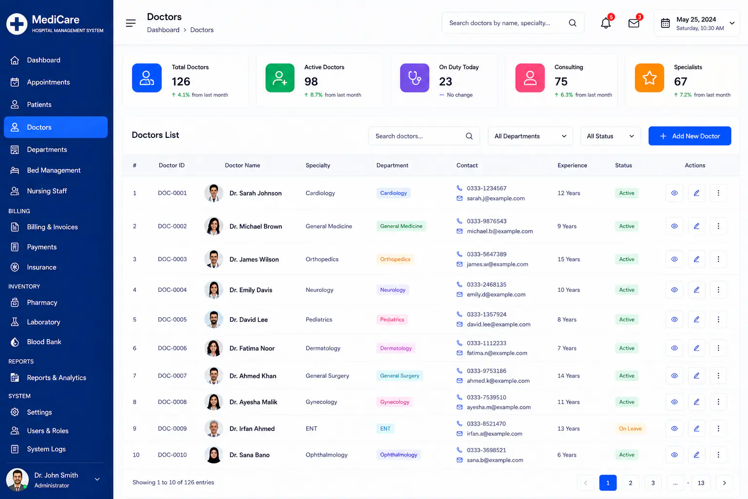 Hospital management system doctors