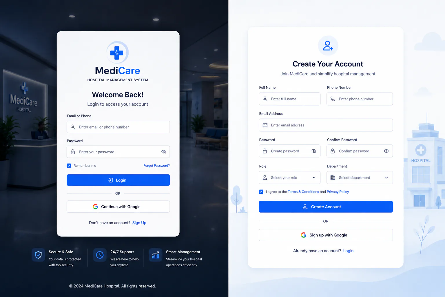 Hospital management system sign-in