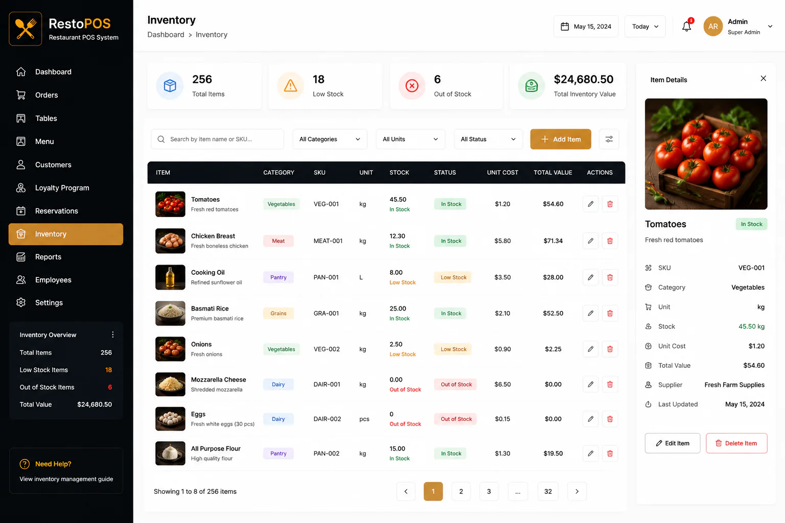Restaurant POS inventory management